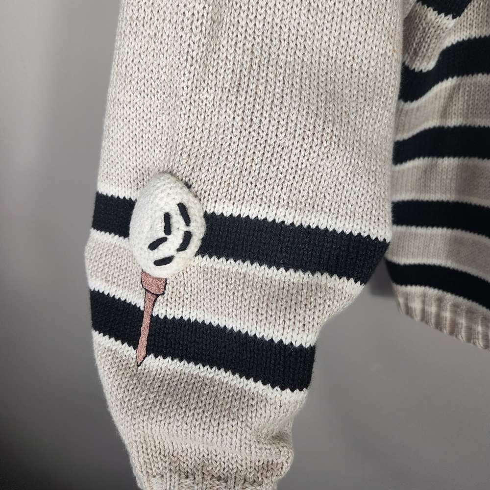 PBJ Sport Vintage 3D Buttons Golf Sweater  Cardigan Embroidered Golf Balls Tees - Picture 8 of 11